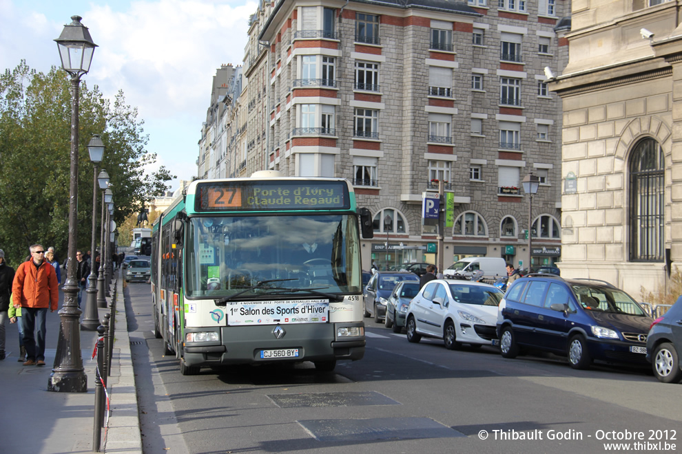 Bus 4518 (CJ-560-BY) sur la ligne 27 (RATP) à Pont Neuf (Paris)