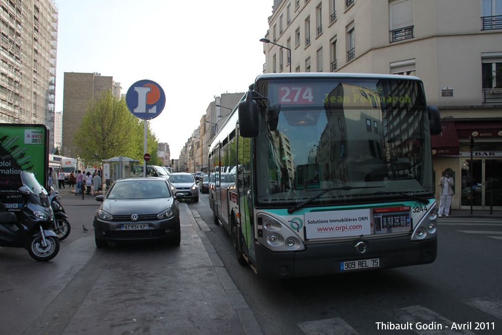 Bus 3244 (909 REL 75) sur la ligne 274 (RATP) à Levallois-Perret