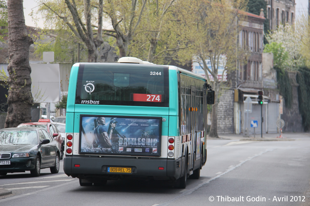 Bus 3244 (909 REL 75) sur la ligne 274 (RATP) à Saint-Denis