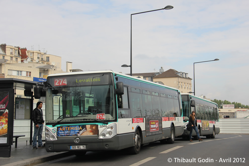 Bus 3244 (909 REL 75) sur la ligne 274 (RATP) à Saint-Denis