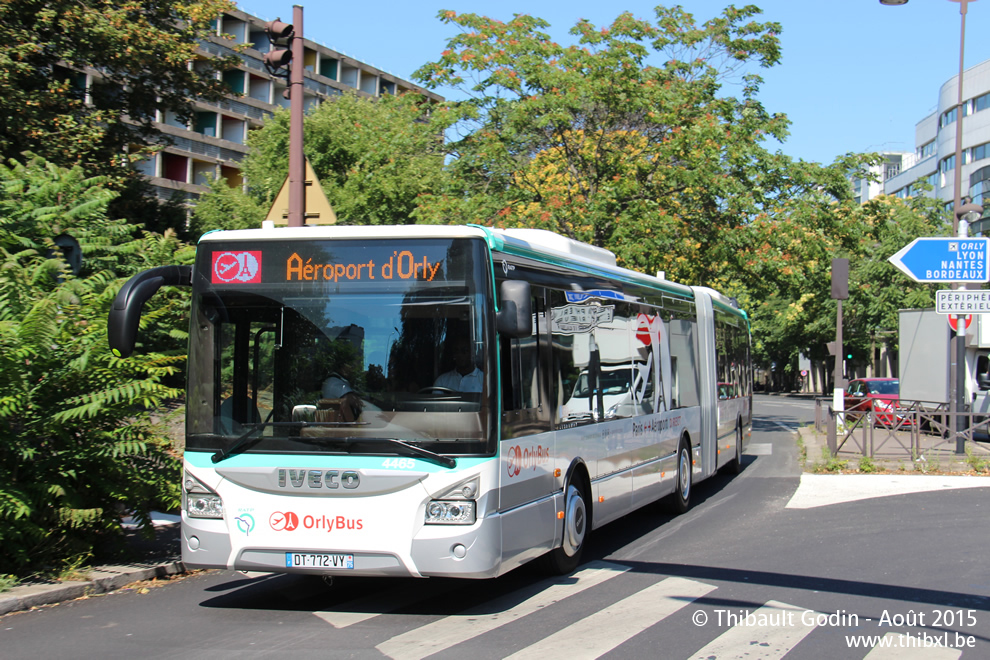 Bus 4465 (DT-772-VY) sur la ligne 283 (Orlybus - RATP) à Porte de Gentilly (Paris)