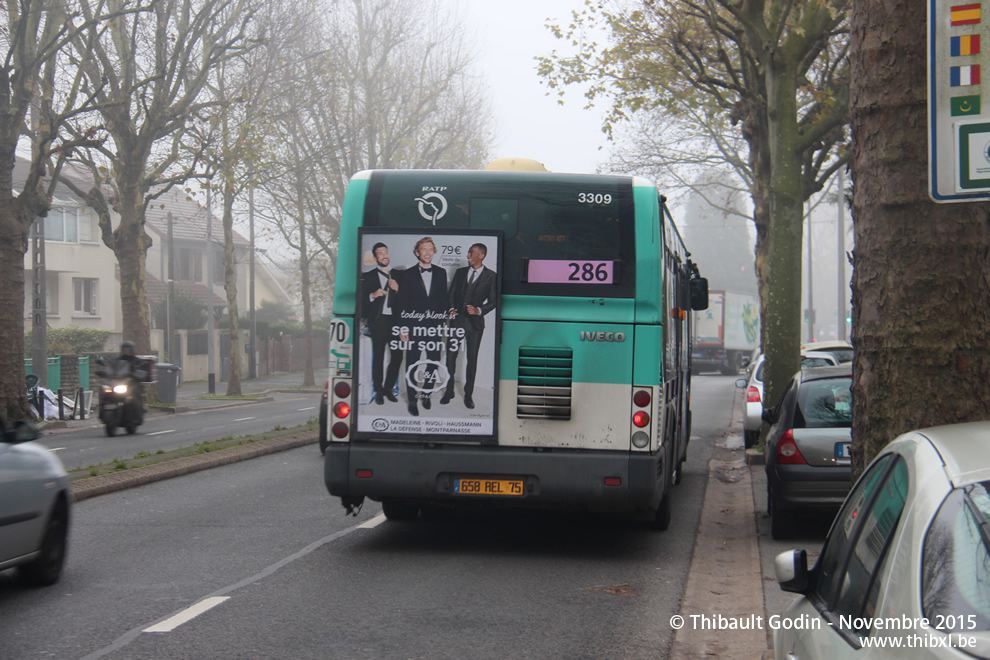 Bus 3309 (658 REL 75) sur la ligne 286 (RATP) à Chevilly-Larue