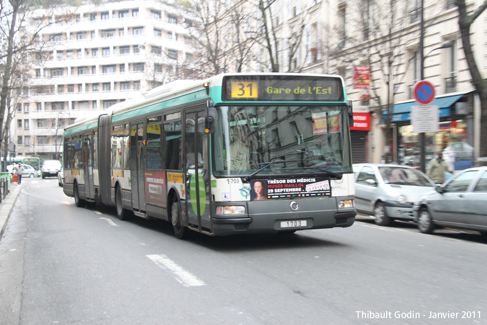 Bus 1703 sur la ligne 31 (RATP) à Ordener (Paris)