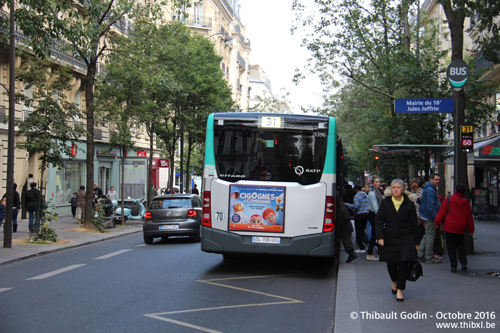 Bus 5396 (DL-706-GX) sur la ligne 31 (RATP) à Jules Joffrin (Paris)