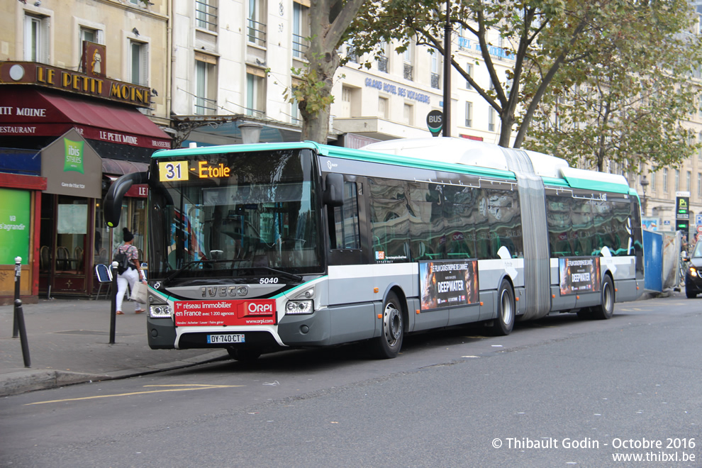Bus 5040 (DY-740-CT) sur la ligne 31 (RATP) à Gare de l'Est (Paris)