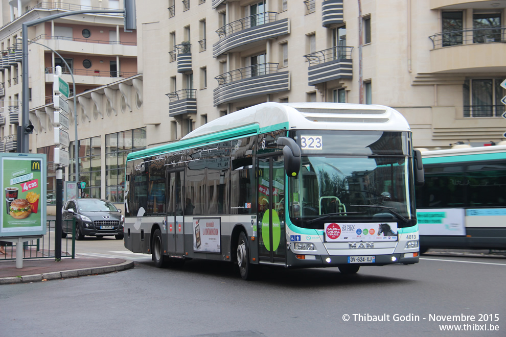 Bus 4013 (DV-624-XJ) sur la ligne 323 (RATP) à Issy-les-Moulineaux