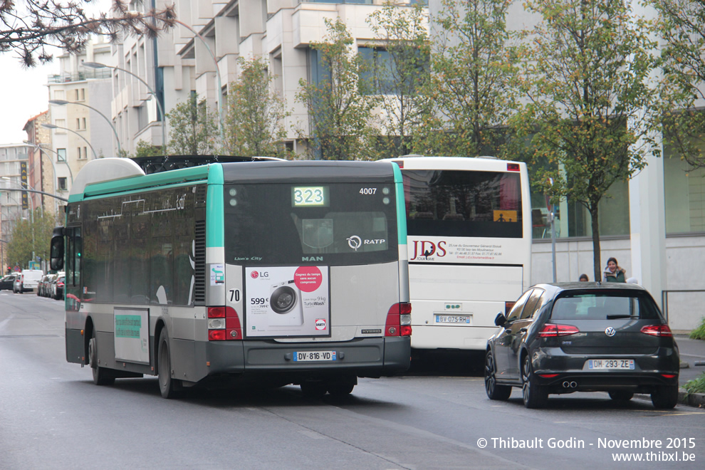 Bus 4007 (DV-816-VD) sur la ligne 323 (RATP) à Issy-les-Moulineaux