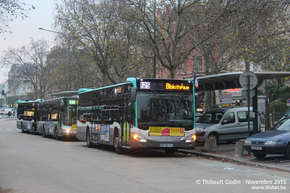Bus 6828 (DN-368-KY) sur la ligne 325 (RATP) à Château de Vincennes (Paris)