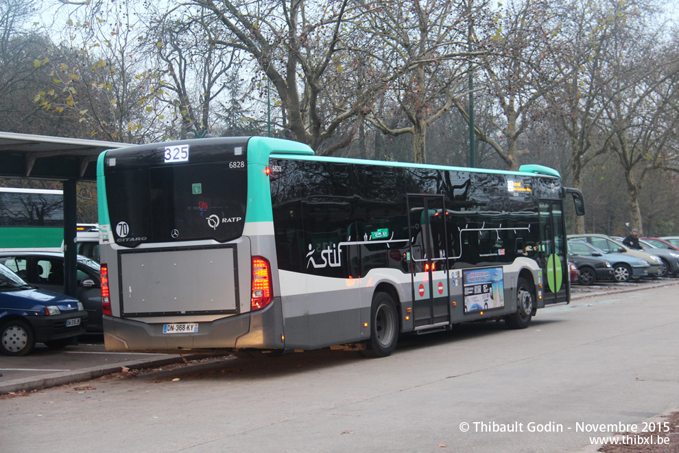 Bus 6828 (DN-368-KY) sur la ligne 325 (RATP) à Château de Vincennes (Paris)