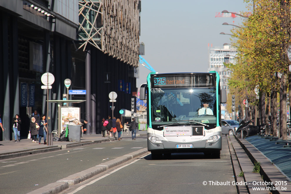 Bus 6831 (DP-938-BG) sur la ligne 325 (RATP) à Bibliothèque François Mitterrand (Paris)