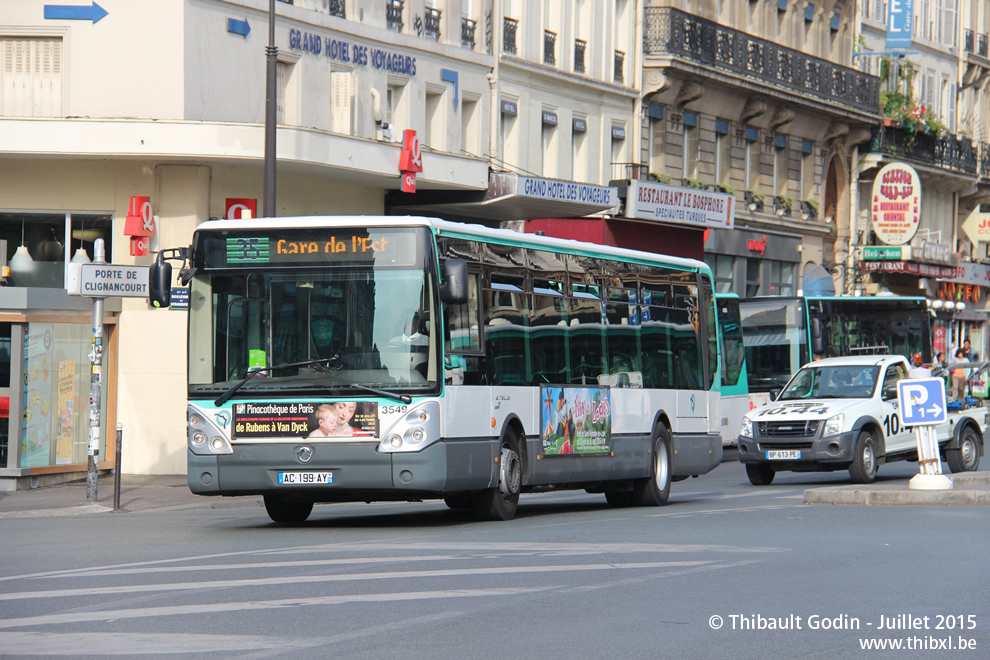 Bus 3549 (AC-199-AY) sur la ligne 35 (RATP) à Gare de l'Est (Paris)