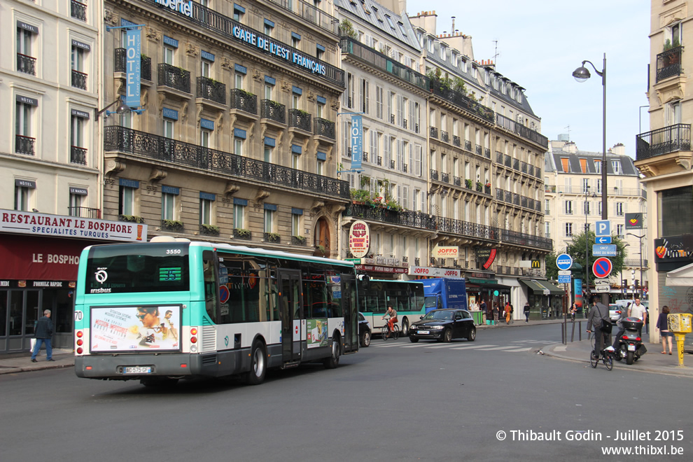 Bus 3550 (AC-575-GF) sur la ligne 35 (RATP) à Gare de l'Est (Paris)