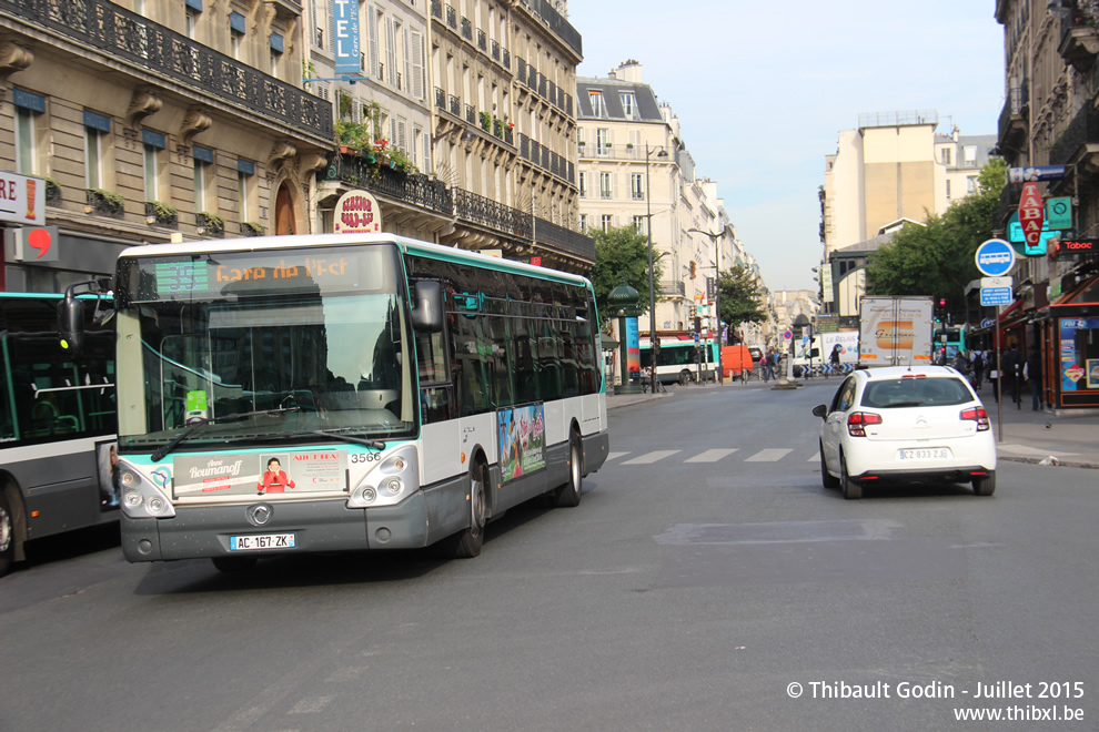 Bus 3566 (AC-167-ZK) sur la ligne 35 (RATP) à Gare de l'Est (Paris)