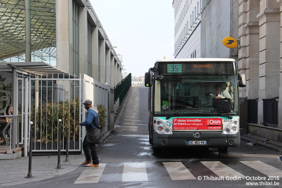 Bus 3555 (AC-863-KW) sur la ligne 35 (RATP) à Gare du Nord (Paris)