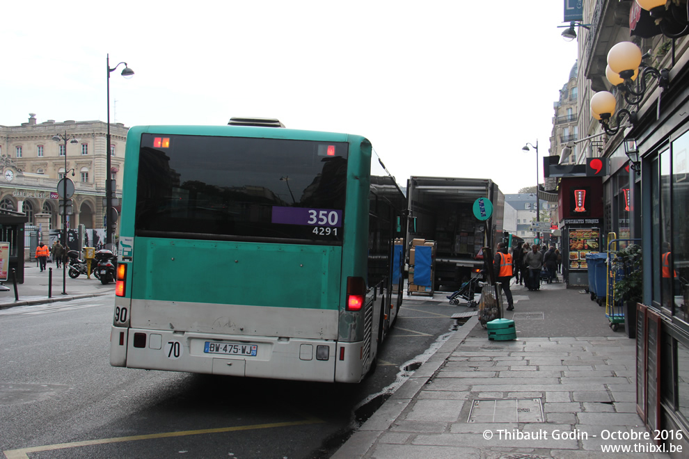Bus 4291 (BW-475-WJ) sur la ligne 350 (RATP) à Gare de l'Est (Paris)