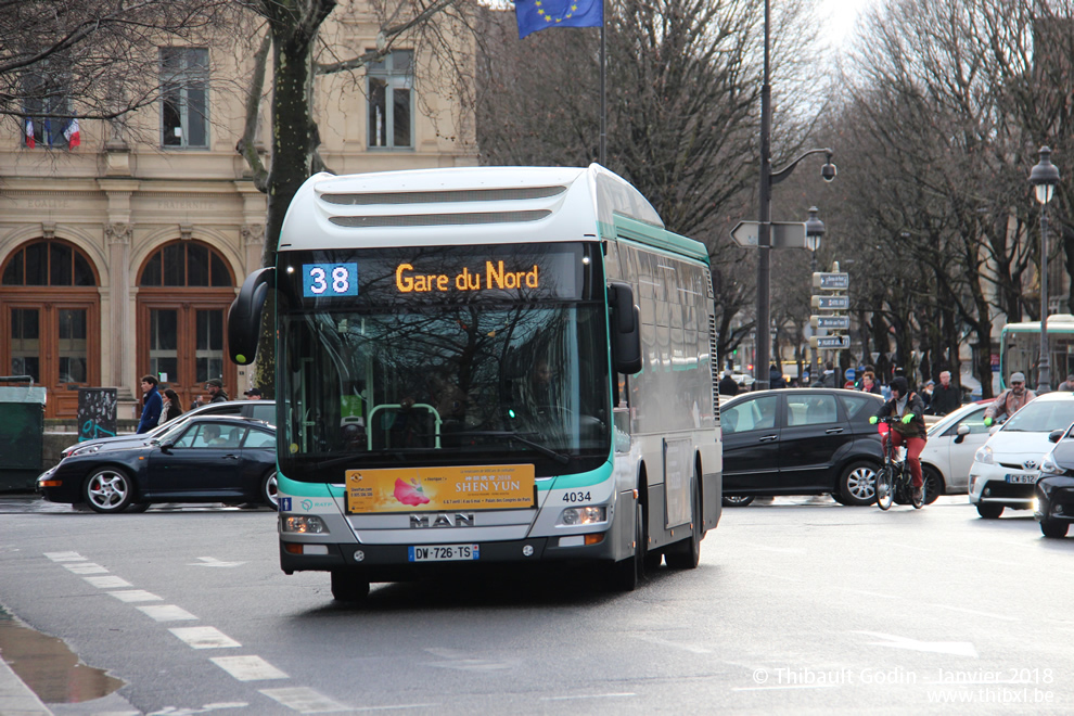 Bus 4034 (DW-726-TS) sur la ligne 38 (RATP) à Châtelet (Paris)