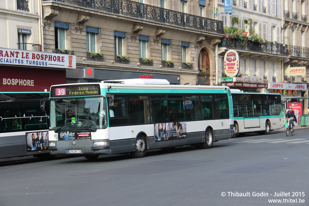 Bus 7647 (396 QAP 75) sur la ligne 39 (RATP) à Gare de l'Est (Paris)