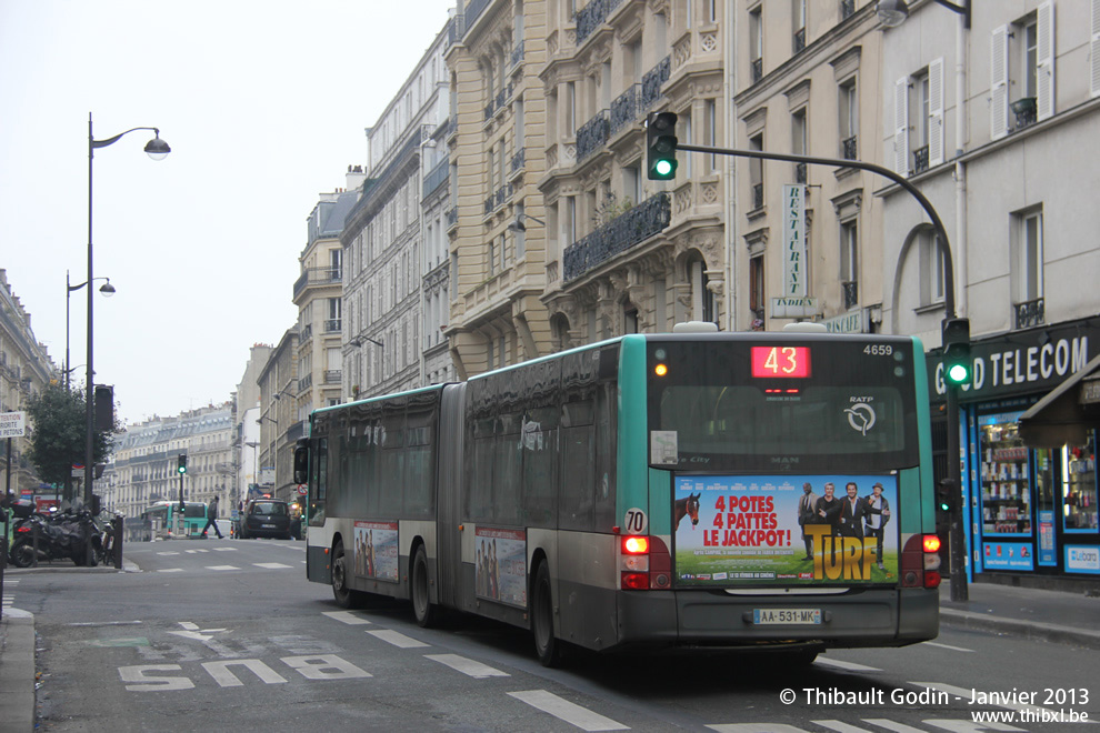 Bus 4659 (AA-531-MK) sur la ligne 43 (RATP) à Gare du Nord (Paris)