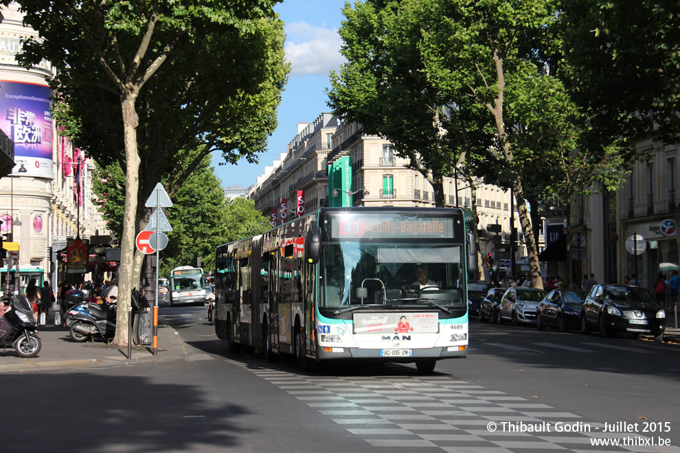 Bus 4689 (AC-015-ZM) sur la ligne 43 (RATP) à Havre - Caumartin (Paris)