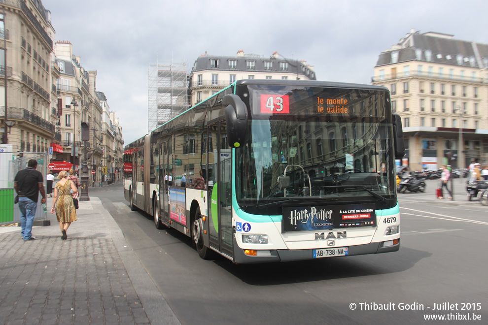Bus 4679 (AB-738-NA) sur la ligne 43 (RATP) à Gare Saint-Lazare (Paris)