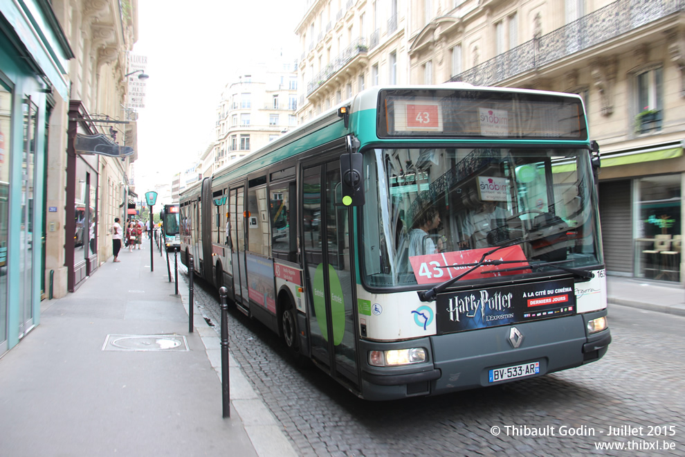 Bus 1634 (BV-533-AR) sur la ligne 43 (RATP) à Friedland (Paris)