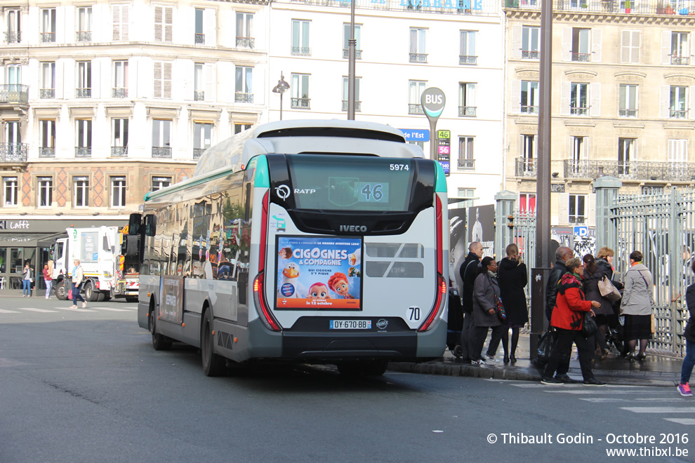 Bus 5974 (DY-670-BB) sur la ligne 46 (RATP) à Gare de l'Est (Paris)