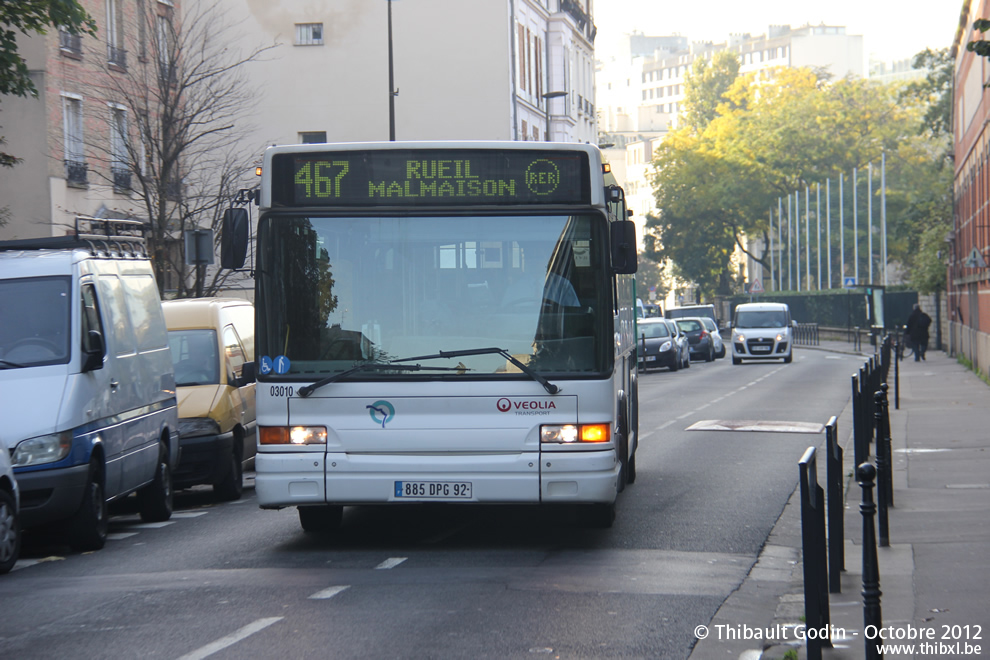 Bus 03010 (885 DPG 92) sur la ligne 467 (RATP) à Boulogne-Billancourt
