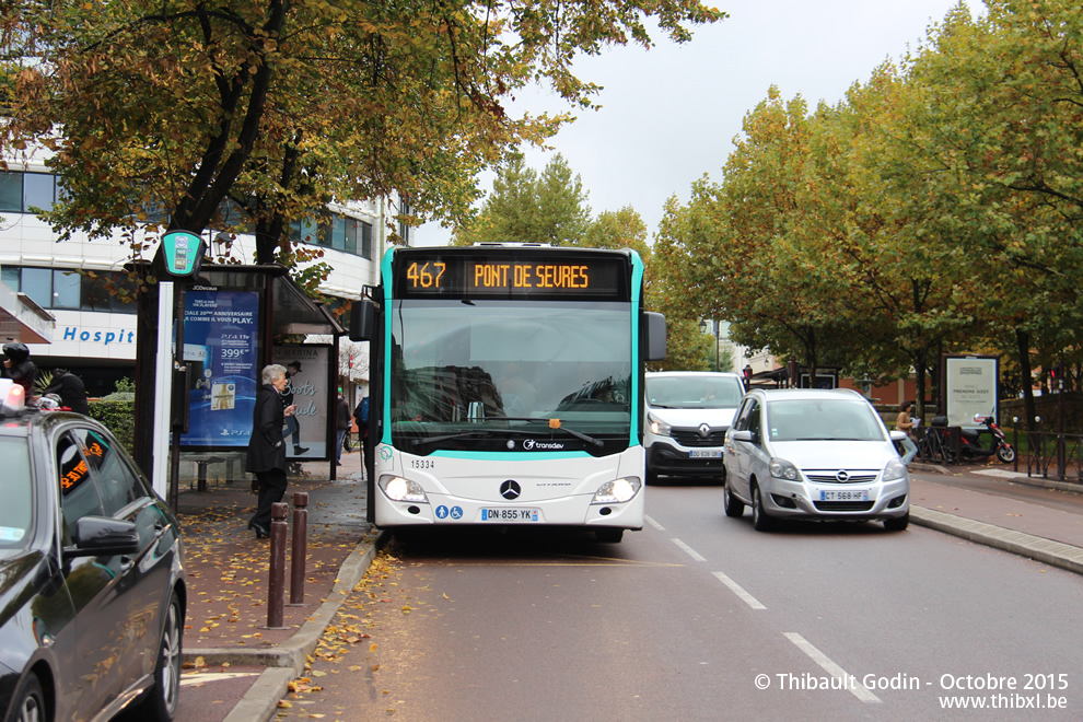 Bus 15334 (DN-855-YK) sur la ligne 467 (RATP) à Saint-Cloud