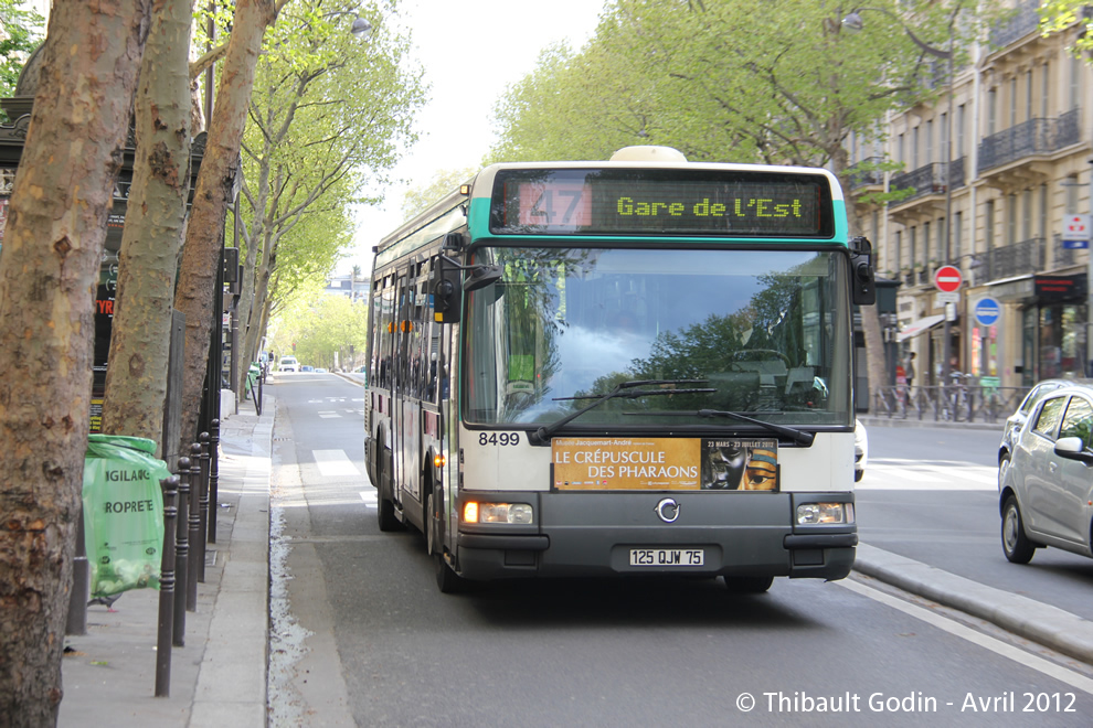 Bus 8499 (125 QJW 75) sur la ligne 47 (RATP) à Cluny - La Sorbonne (Paris)