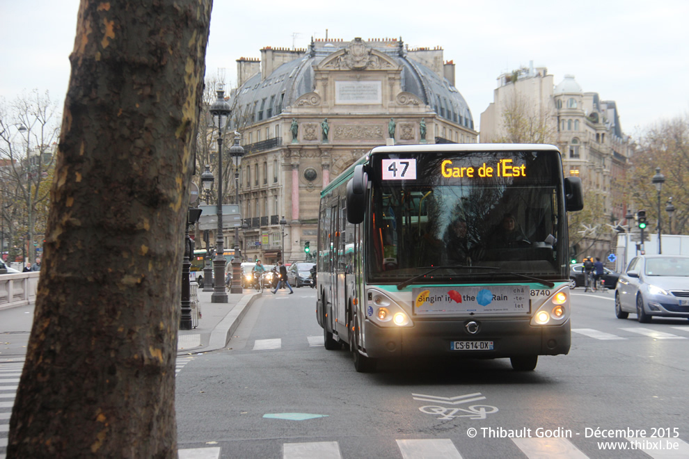 Bus 8740 (CS-614-DX) sur la ligne 47 (RATP) à Cité (Paris)