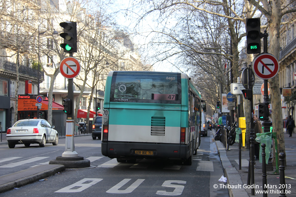 Bus 8465 (608 QGE 75) sur la ligne 47 (RATP) aux Halles (Paris)