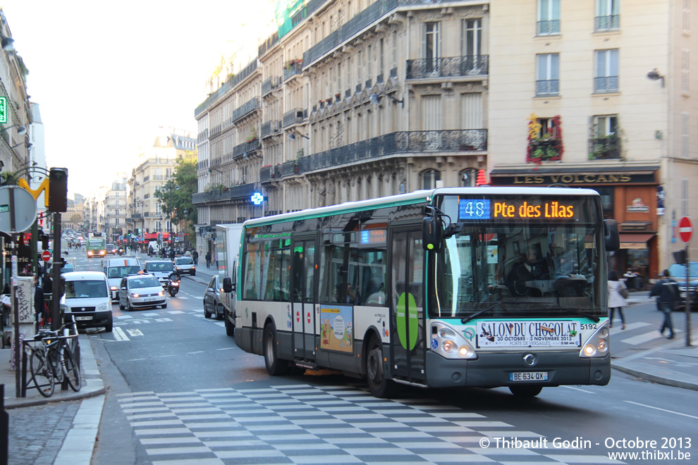 Bus 5192 (BE-634-QX) sur la ligne 48 (RATP) à Poissonnière (Paris)