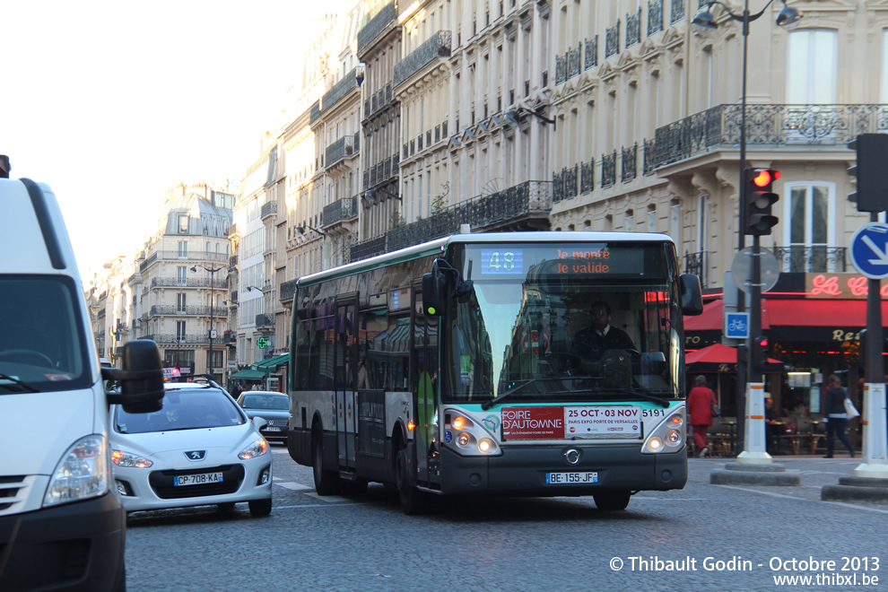 Bus 5191 (BE-155-JF) sur la ligne 48 (RATP) à Cadet (Paris)