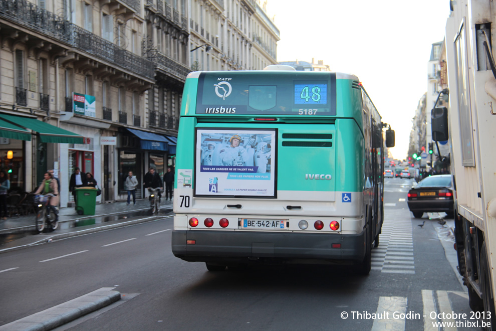 Bus 5187 (BE-245-AF) sur la ligne 48 (RATP) à Poissonnière (Paris)