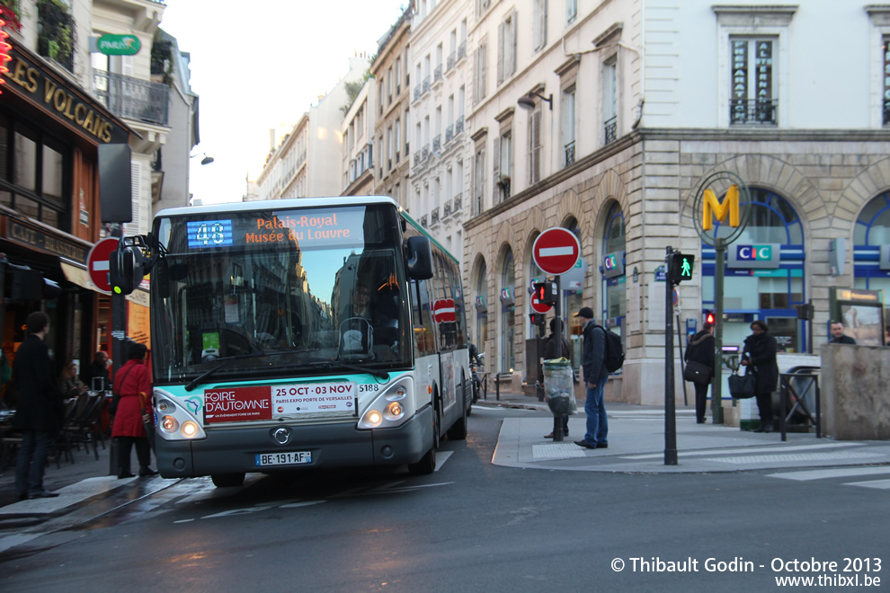 Bus 5188 (BE-191-AF) sur la ligne 48 (RATP) à Poissonnière (Paris)