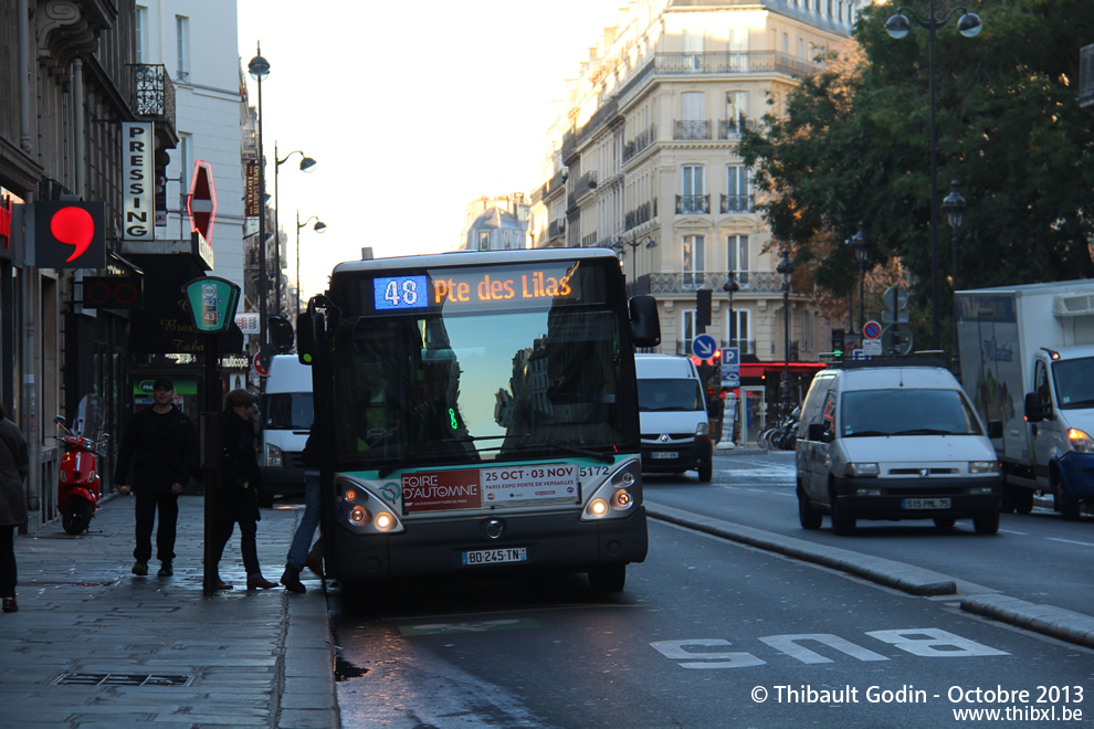 Bus 5187 (BE-245-AF) sur la ligne 48 (RATP) à Poissonnière (Paris)