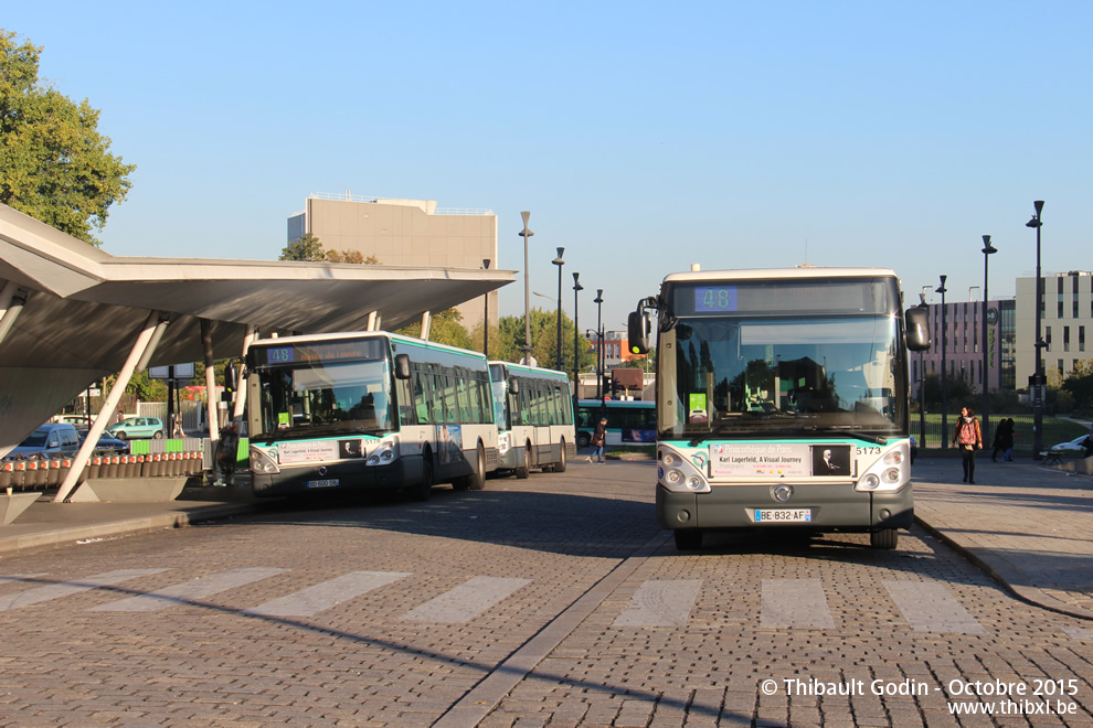 Bus 5173 (BE-832-AF) sur la ligne 48 (RATP) à Porte des Lilas (Paris)