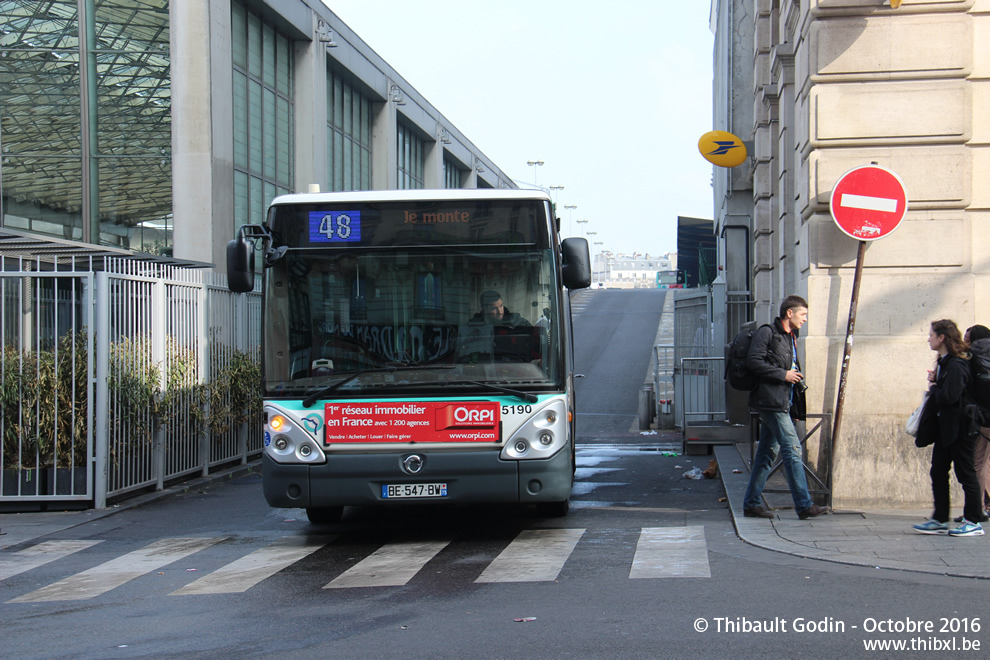 Bus 5190 (BE-547-BW) sur la ligne 48 (RATP) à Gare du Nord (Paris)