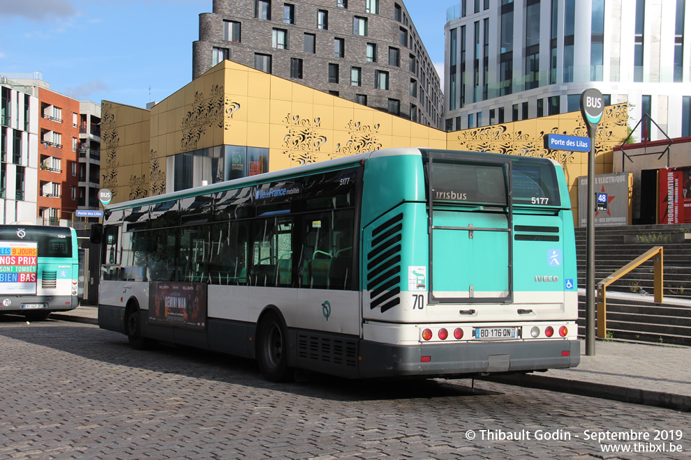 Bus 5177 (BD-176-QN) sur la ligne 48 (RATP) à Porte des Lilas (Paris)