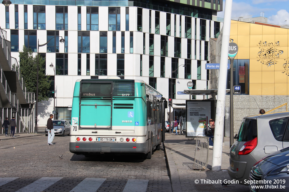 Bus 5177 (BD-176-QN) sur la ligne 48 (RATP) à Porte des Lilas (Paris)