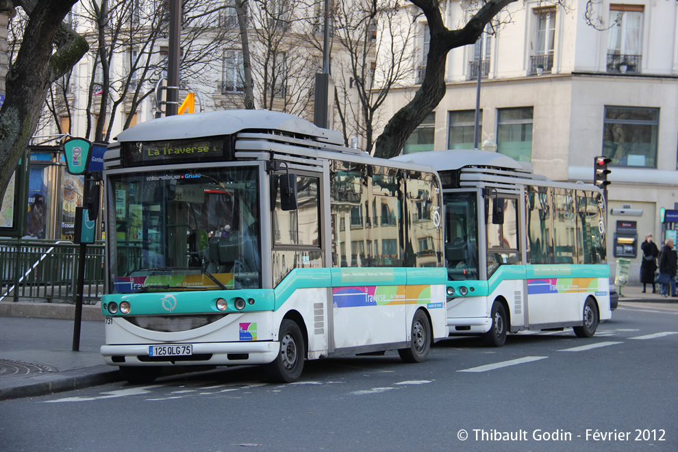 Bus 731 (125 QLG 75) sur la ligne 501 (Traverse Charonne - RATP) à Gambetta (Paris)