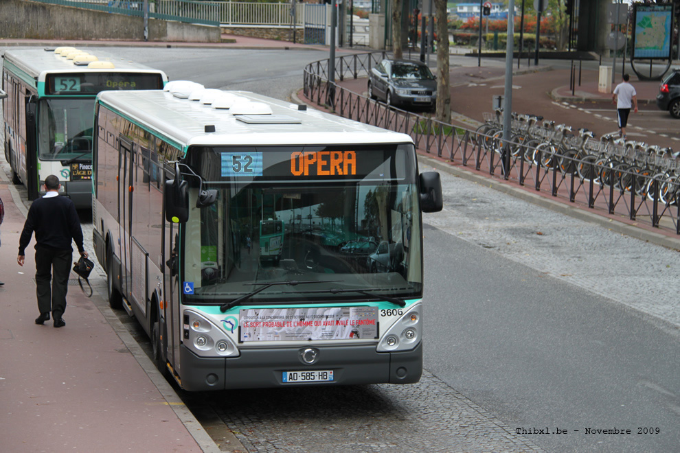 Bus 3606 (AD-585-HB) sur la ligne 52 (RATP) à Saint-Cloud