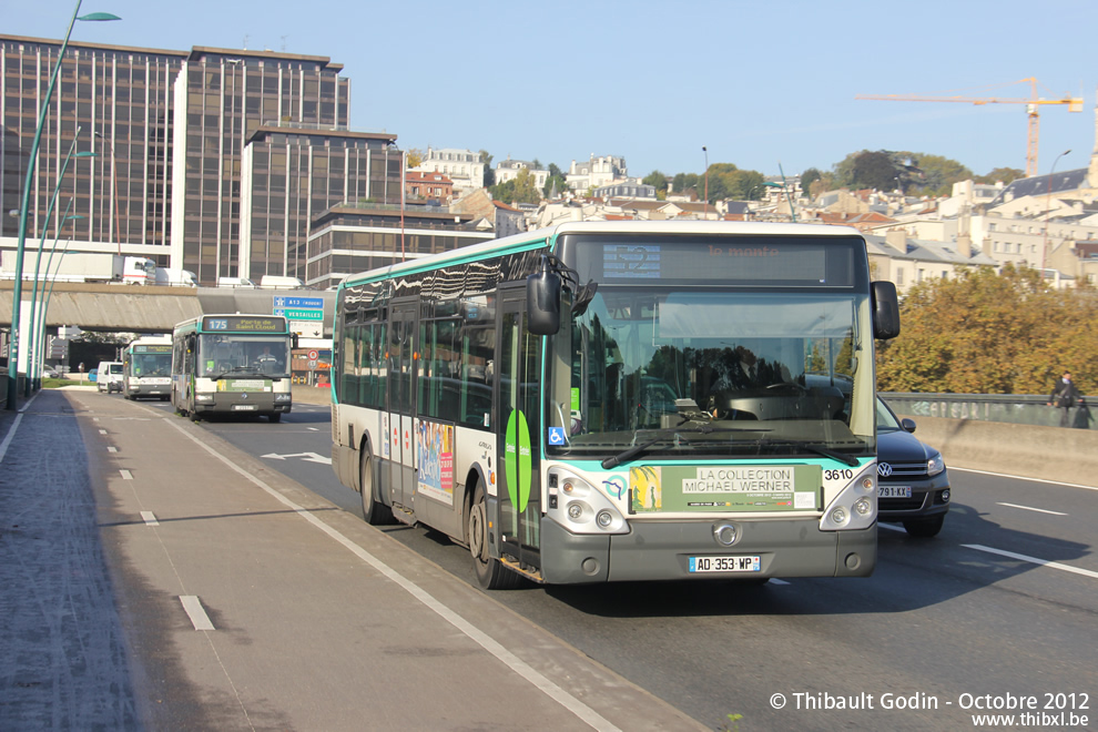 Bus 3610 (AD-353-WP) sur la ligne 52 (RATP) à Saint-Cloud