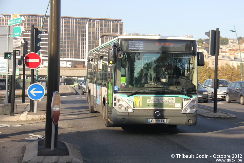 Bus 3599 (AD-859-AV) sur la ligne 52 (RATP) à Boulogne-Billancourt