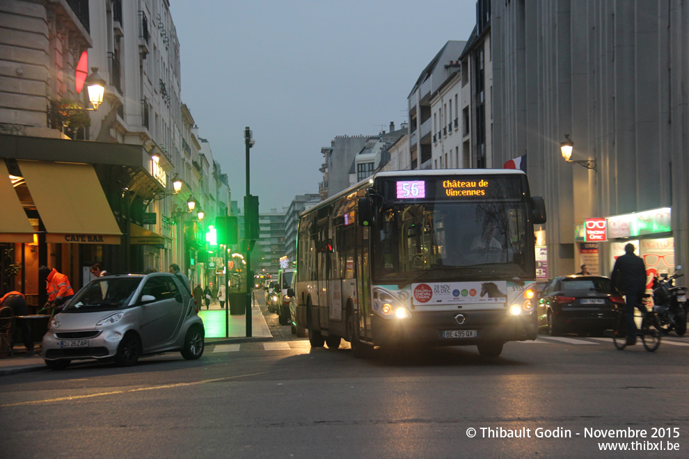 Bus 5155 (BE-495-QX) sur la ligne 56 (RATP) à Vincennes