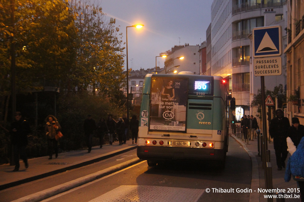 Bus 5160 (BD-484-RH) sur la ligne 56 (RATP) à Vincennes