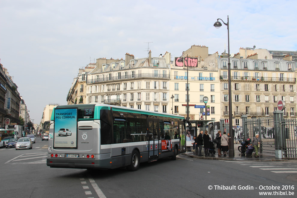 Bus 8729 (CS-440-NH) sur la ligne 56 (RATP) à Gare de l'Est (Paris)