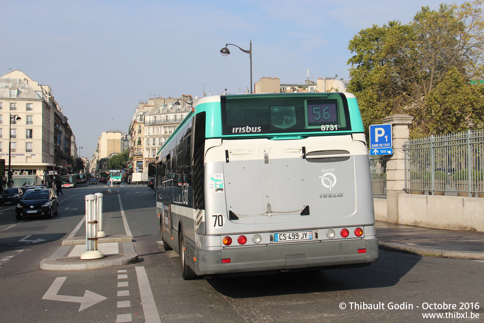 Bus 8731 (CS-499-JY) sur la ligne 56 (RATP) à Gare de l'Est (Paris)