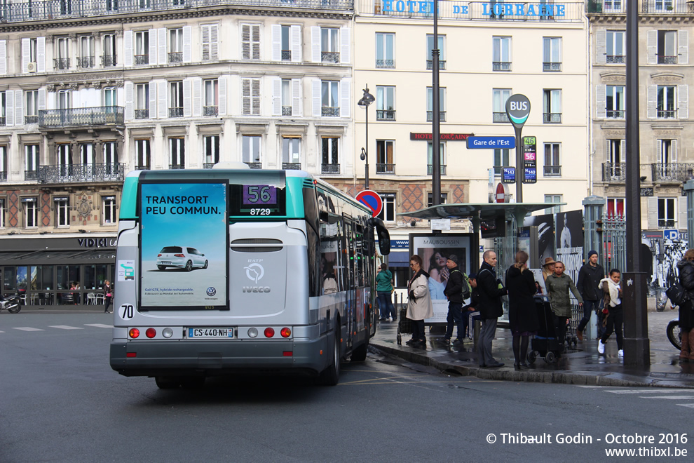 Bus 8729 (CS-440-NH) sur la ligne 56 (RATP) à Gare de l'Est (Paris)