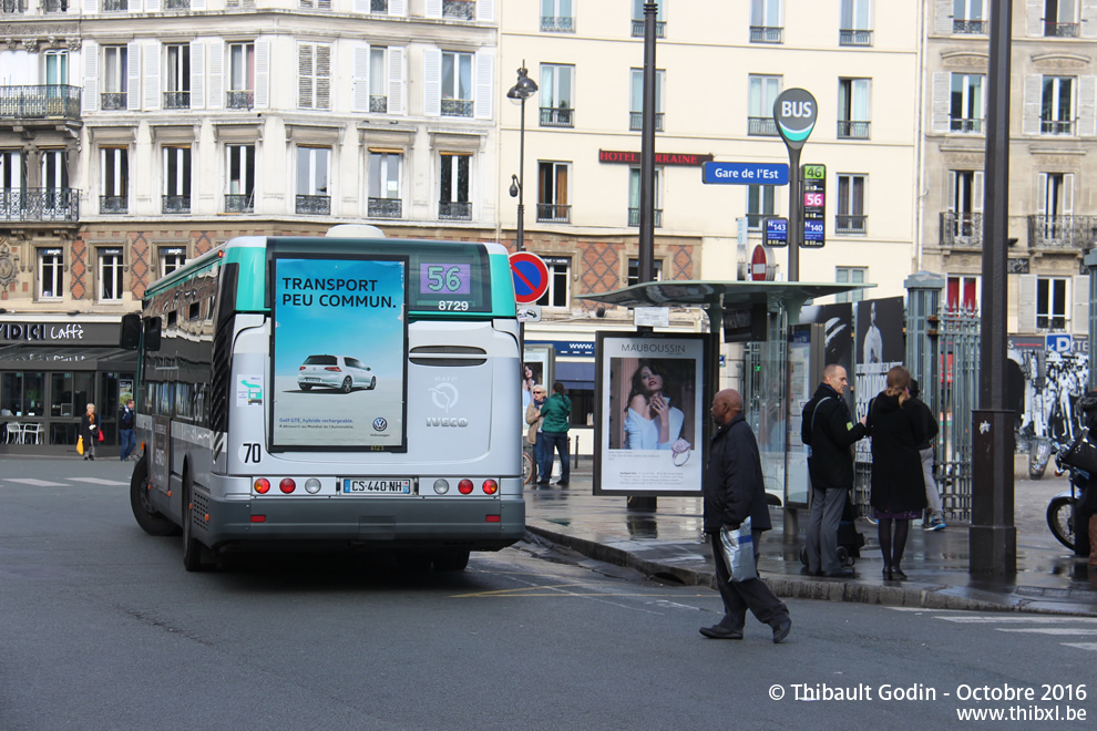 Bus 8729 (CS-440-NH) sur la ligne 56 (RATP) à Gare de l'Est (Paris)